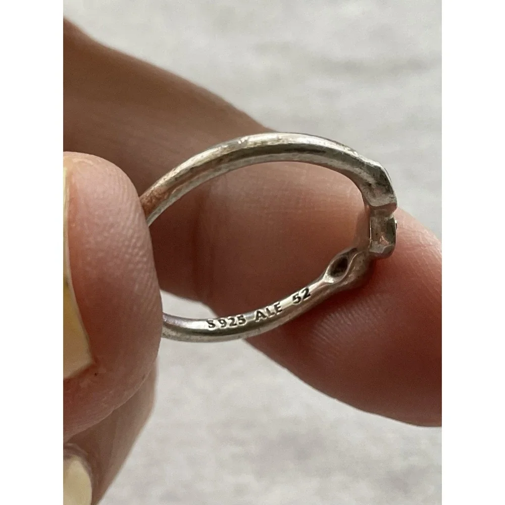Pandora ALE 925 Sterling Silver Ring Size 5.75 Clear Stones